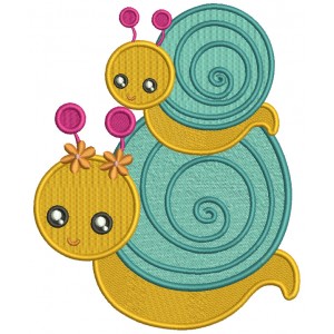 Baby And Mommy Snail Filled Machine Embroidery Design Digitized Patterny 